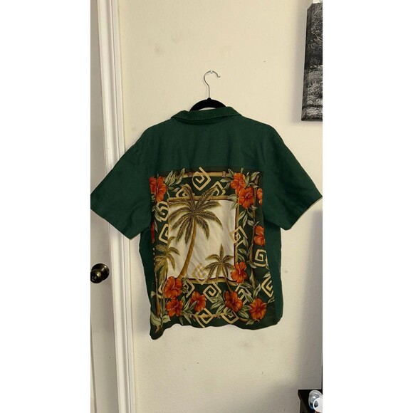 Vintage Teddi green button up floral embroidered blouse linen blend size 1x - Picture 5 of 7